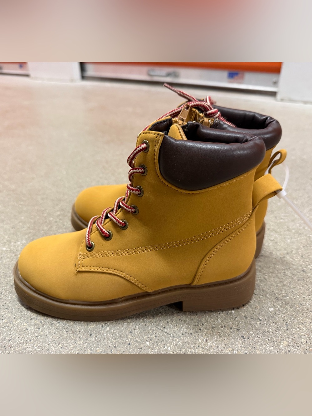 New Steve Madden Kids Jjumble Lace-Up Bootie Yellow Outdoor Boots Size 2